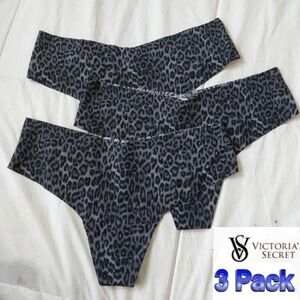 Victoria's Secret Lot 3 Pack leopard No Show seamless Thong Panty Sz medium